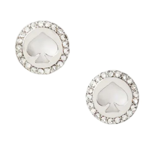 KATE SPADE • Silver Spot The Spade Crystal Halo Earrings - Picture 1 of 4